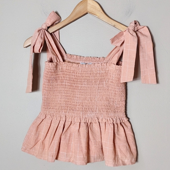 Paper Crane Tops - Paper Crane peplum Smocked Top size small